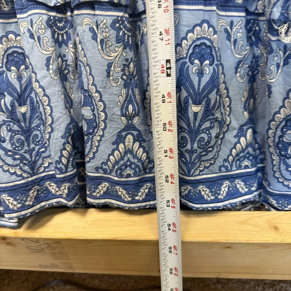R.Vivimos Dress Womens Small Blue White Boho Floral Maxi Layered Feminine Euro